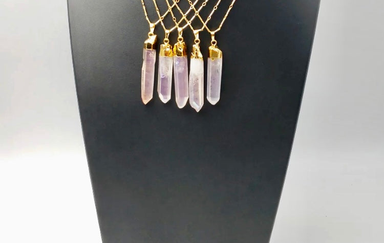 Rainbow quartz point necklace