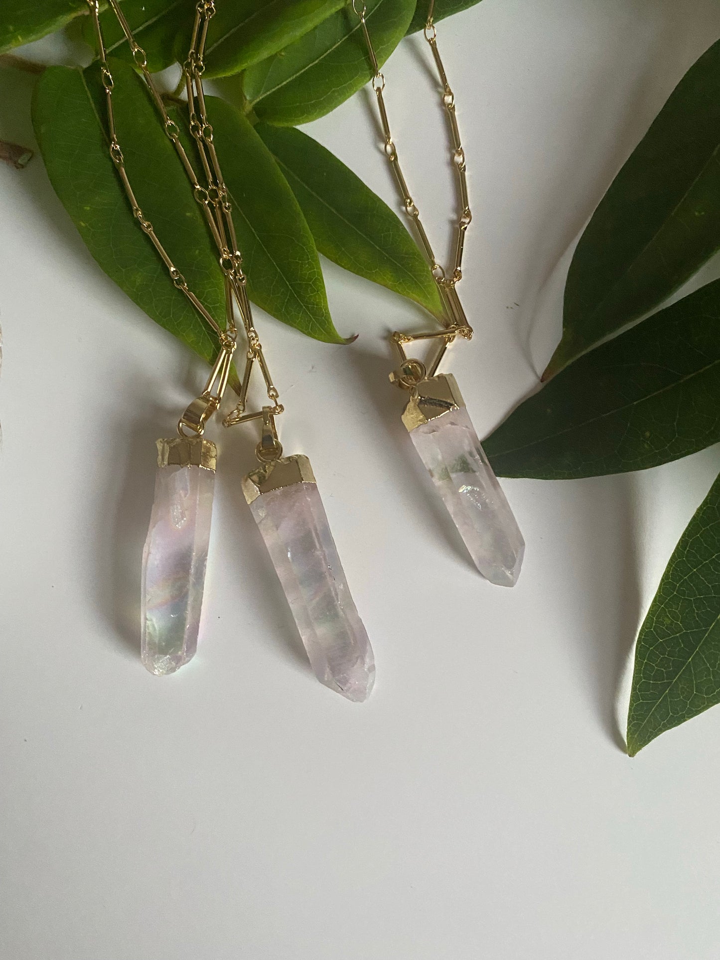 Rainbow quartz point necklace