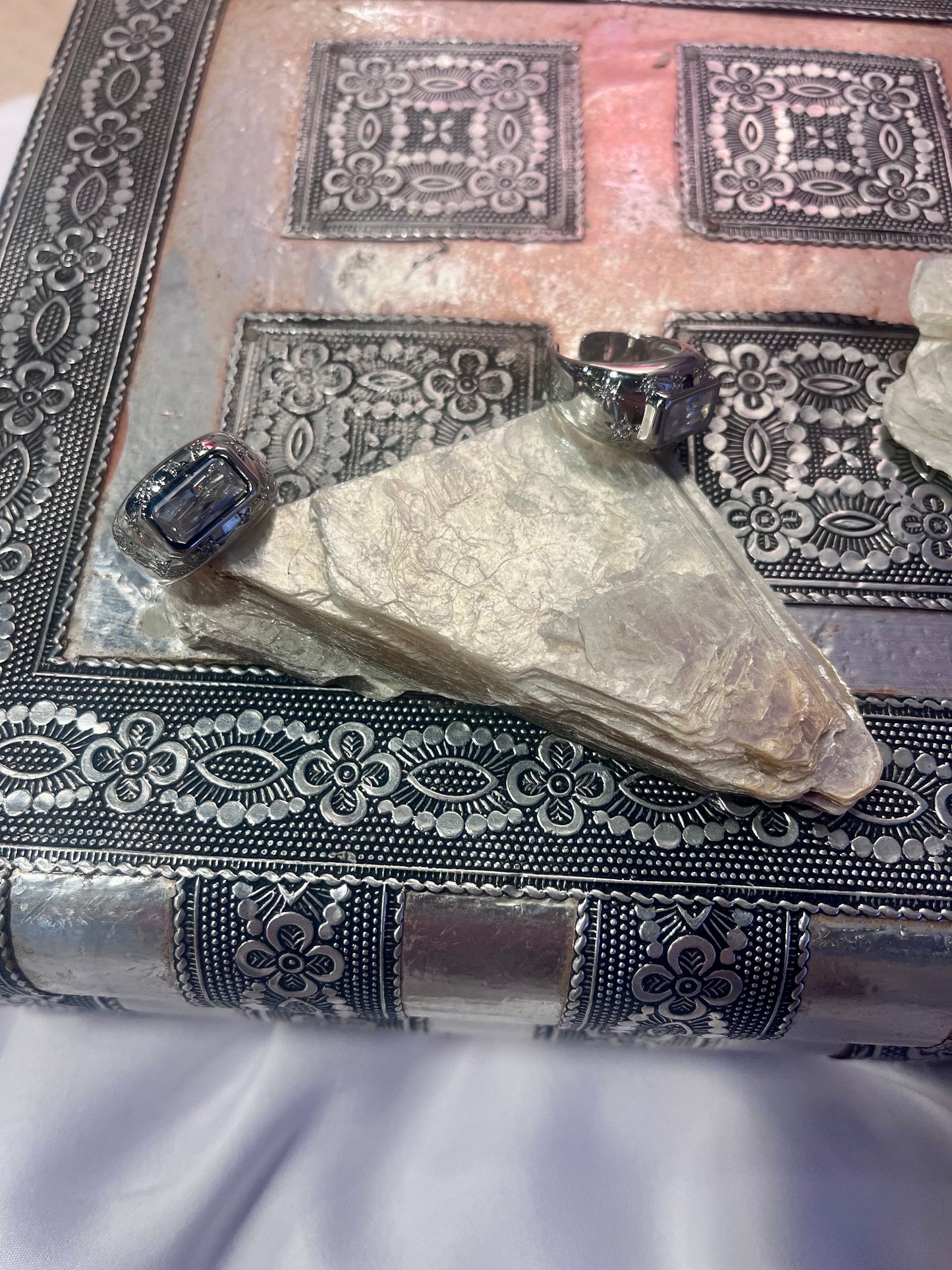 Celestial Rectangle CZ Ring –waterproof Silver