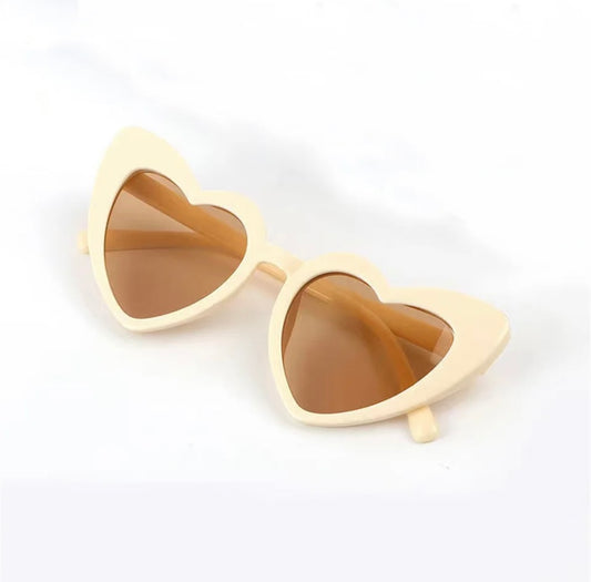 Love Heart Cream Tea Sunglasses
