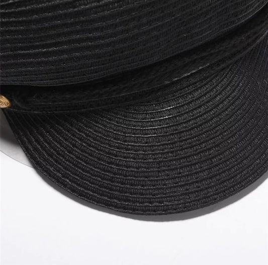 Black Textured Baker Boy Cap – Vintage Charm