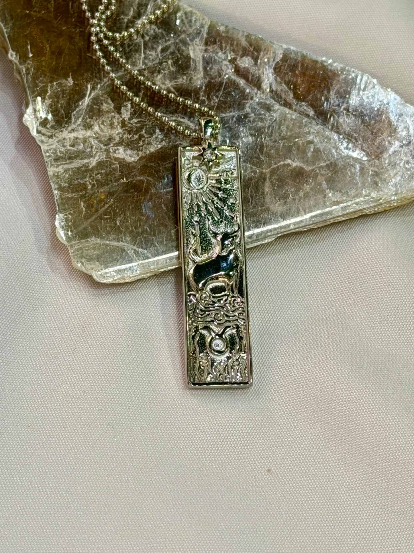 Taurus Zodiac Amulet Necklace Silver Waterproof Stainless Steel