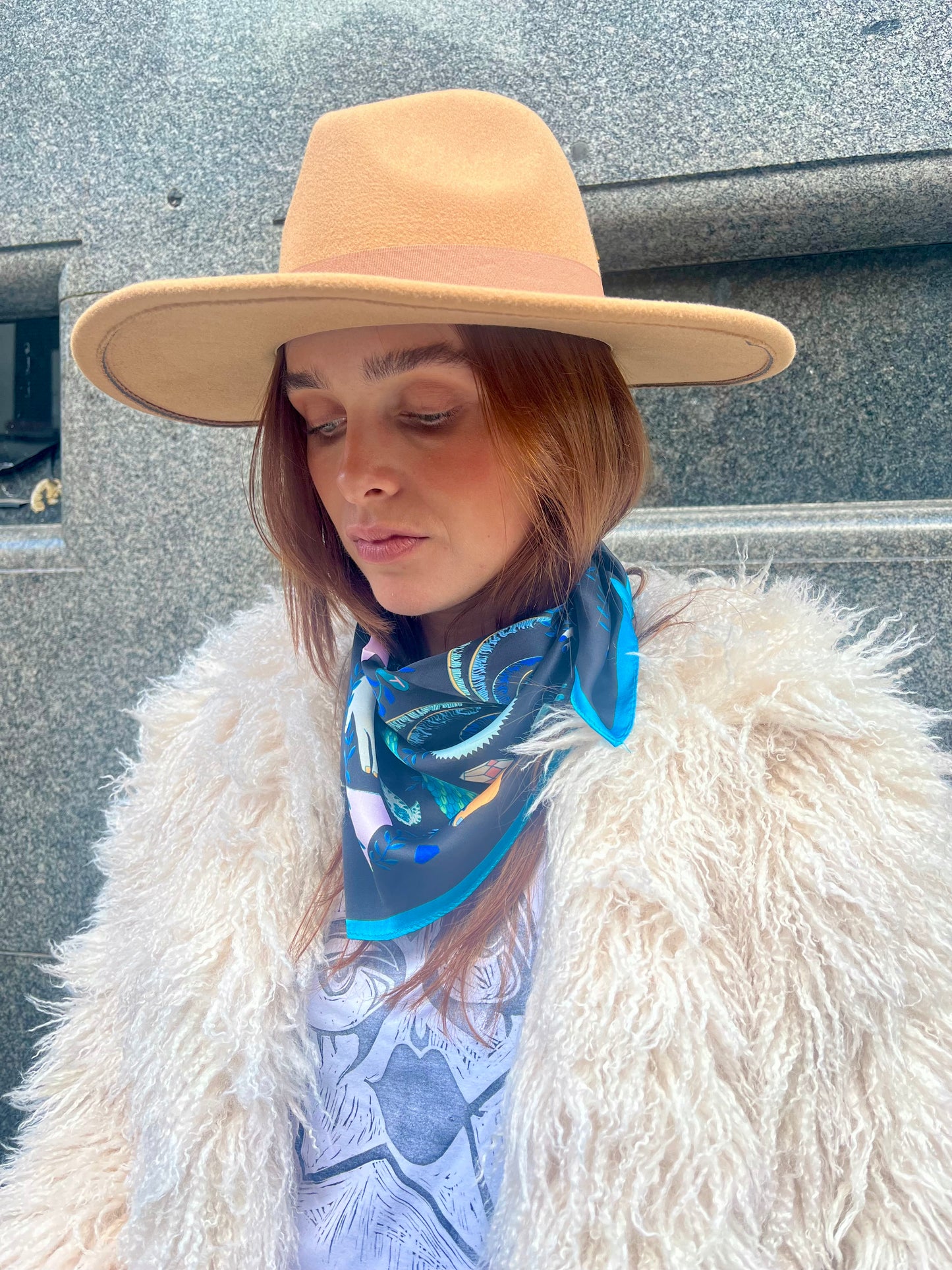 Protection Fatima Satin Scarf – Blue & Black
