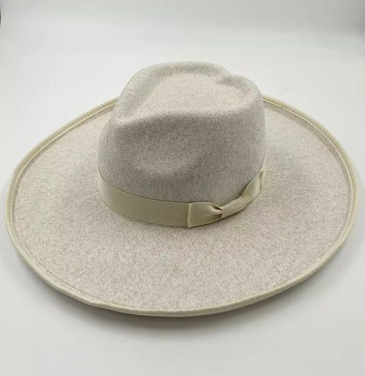 Ivory Heart Crown Fedora – Wool Wide Brim (Adjustable)