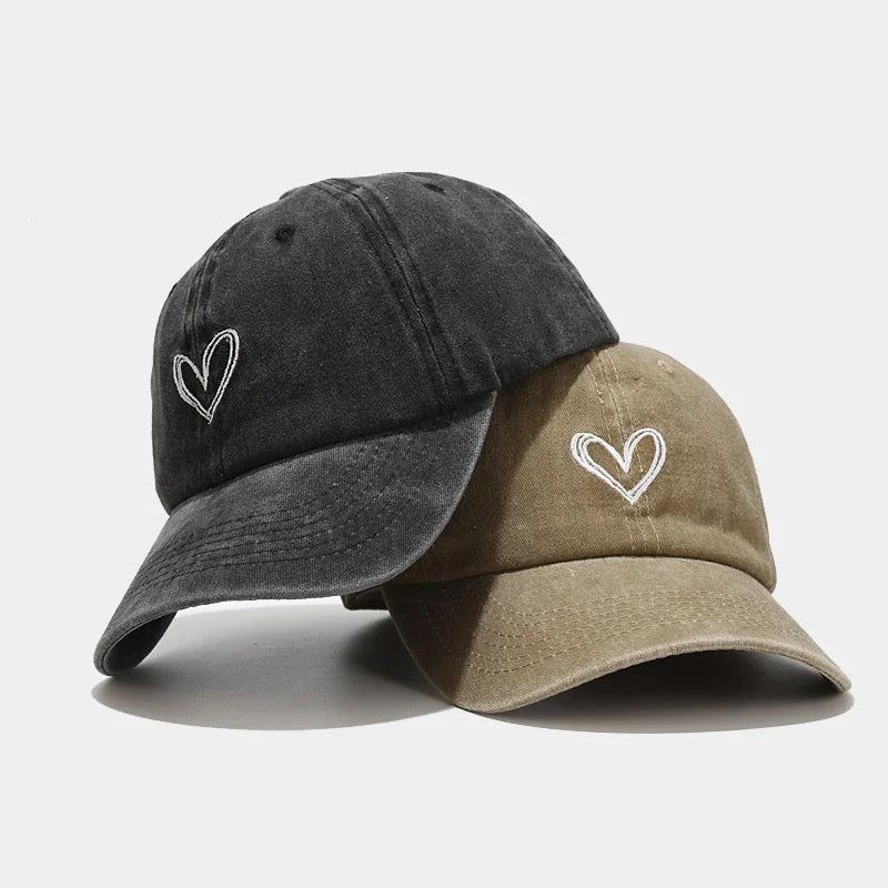 Black Denim Heart Cap