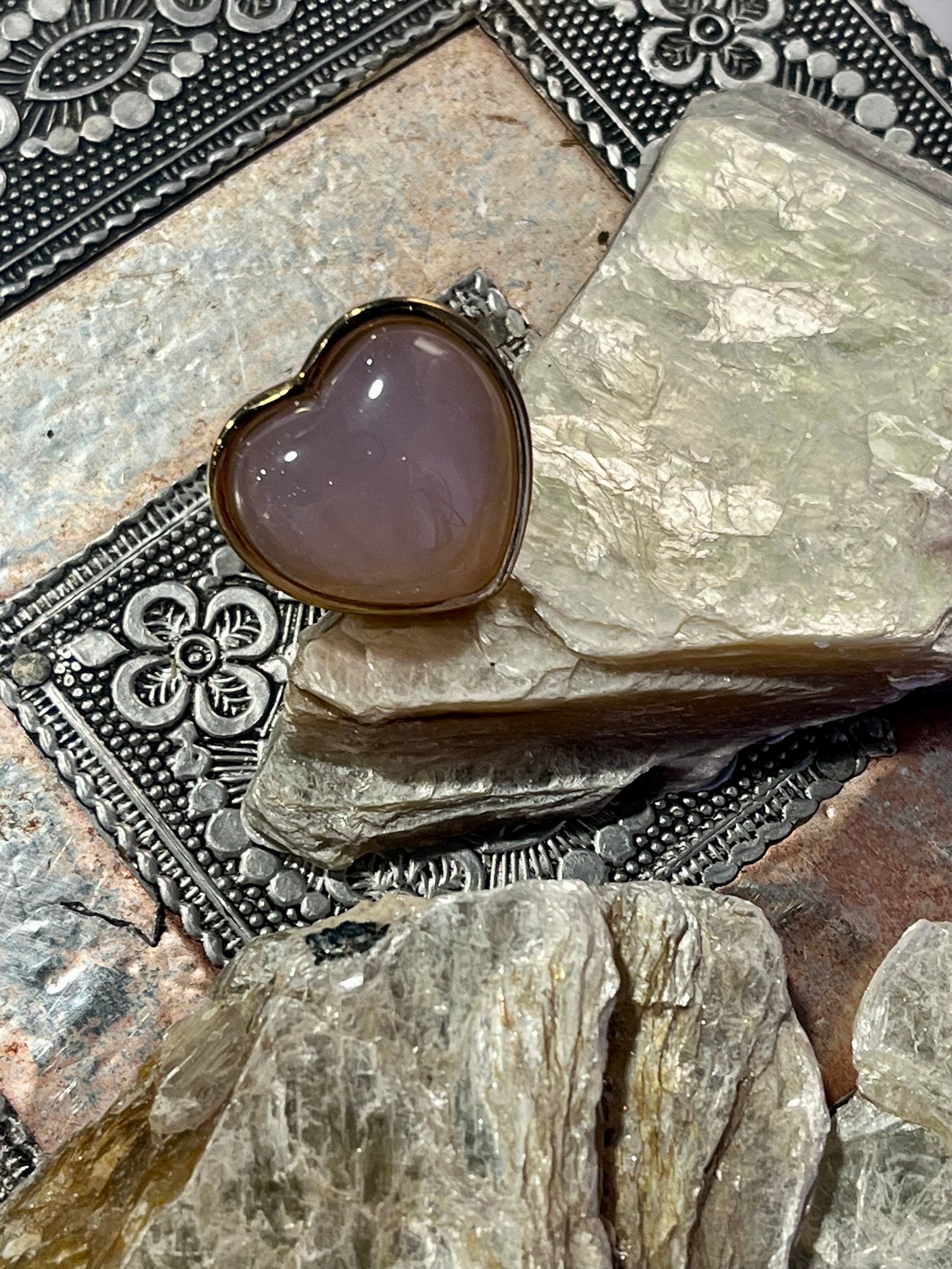 Fluorite Heart Ring – Stainless Steel