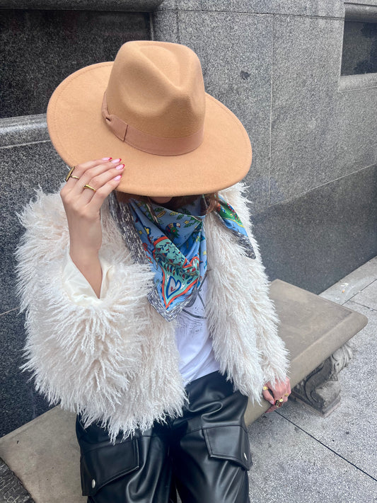 Sandstone Wide Brim Fedora – Moon Coven Emblem