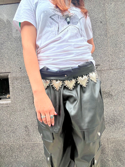 Silver Heart Statement Chain Belt