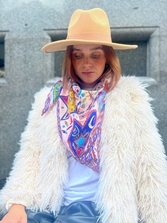 Mystic Garden Satin Scarf Collection – Pink 90x90cm