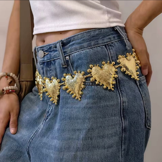 Golden Heart Statement Chain Belt