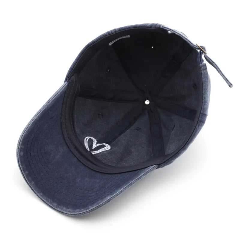 Black Denim Heart Cap