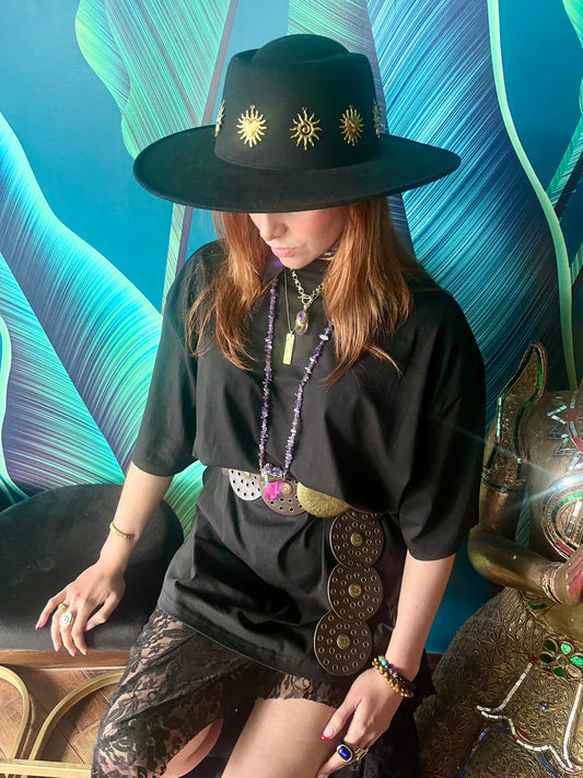 Solaris Charm Adjustable Black Western Hat