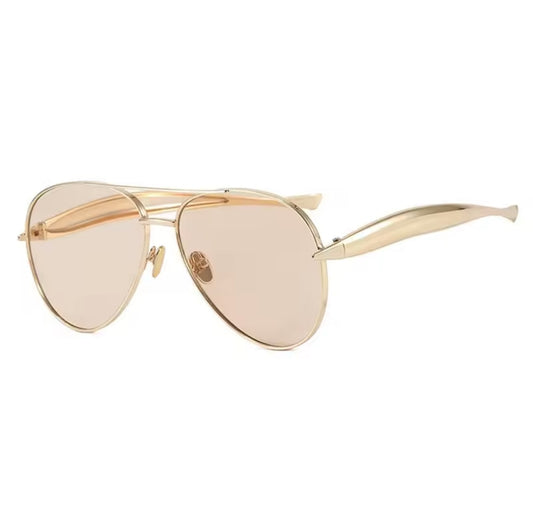 Zara Gold Aviator Sunglasses – Metal Frame with Tea Tinted Lenses