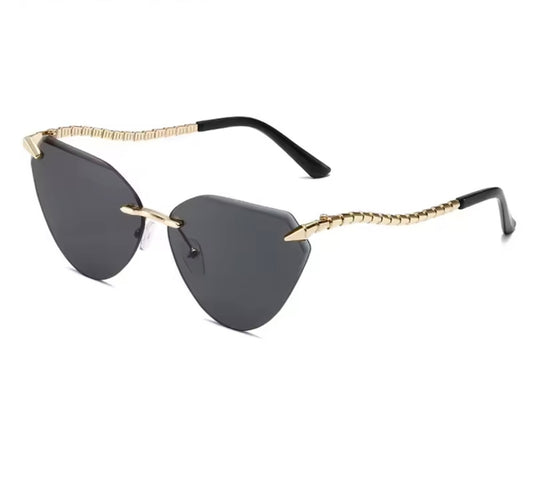 Selena Snake Detail Cat-Eye Sunglasses Black