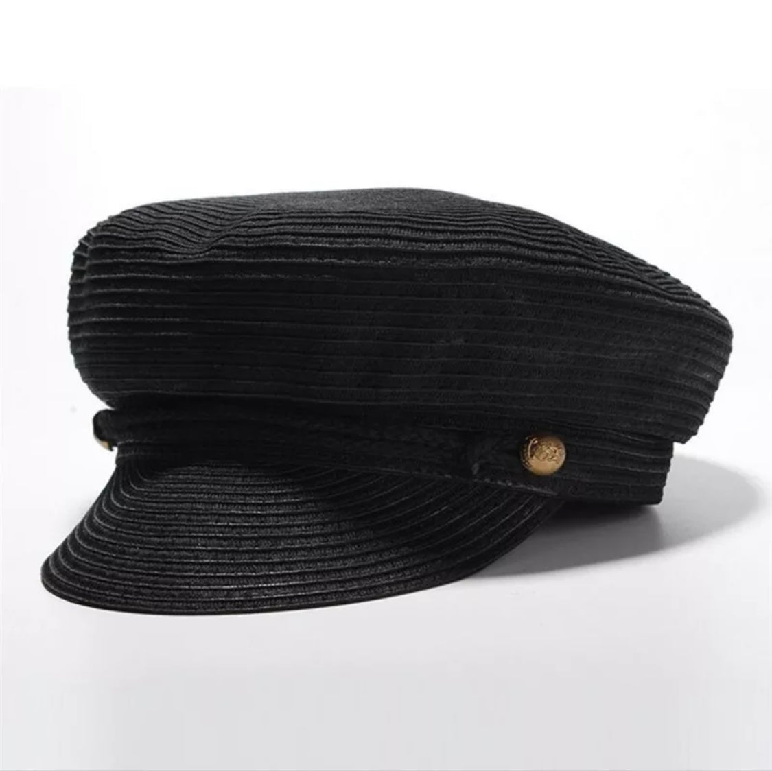 Black Textured Baker Boy Cap – Vintage Charm