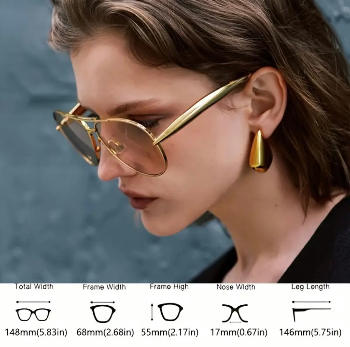 Zara Gold Aviator Sunglasses – Metal Frame with Tea Tinted Lenses