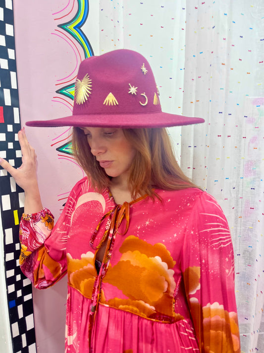 Burgundy Gold Fedora – Moon Dance Collection