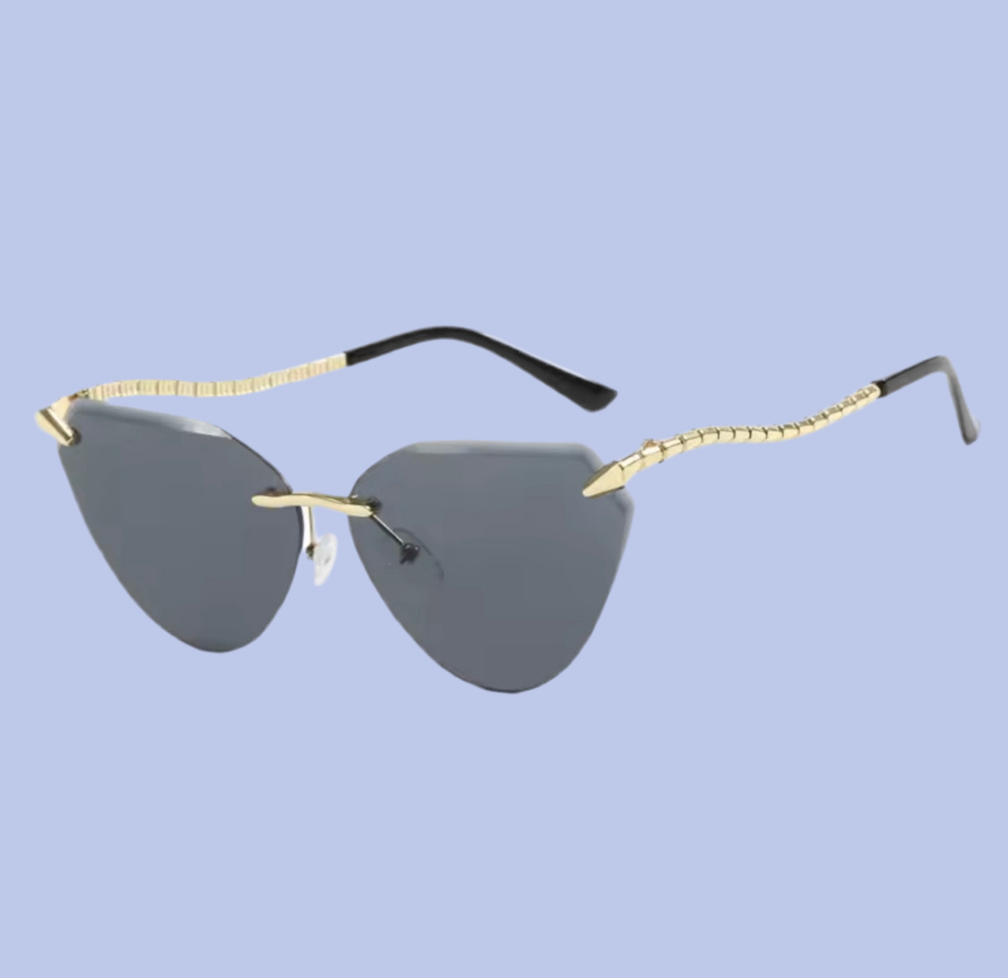 Selena Snake Detail Cat-Eye Sunglasses Black