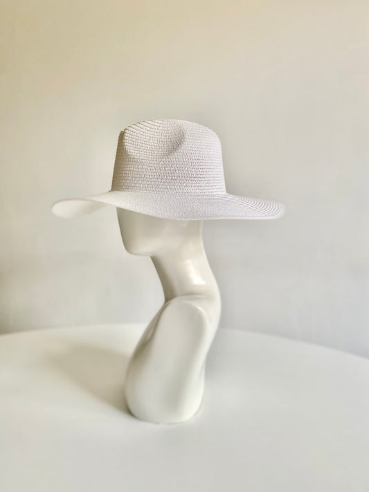 Summer Basics Wide Brim Fedora – White