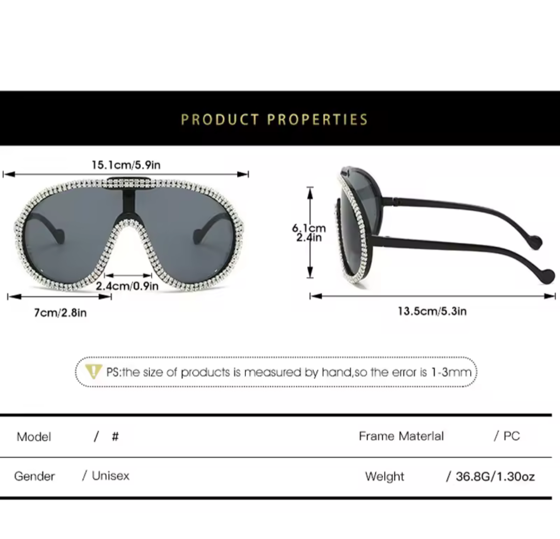 The Paris Crystal Shield Sunglasses – Y2K Oversized Yellow