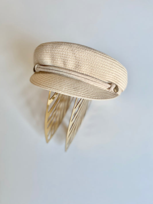 Cream Textured Baker Boy Cap – Vintage Charm