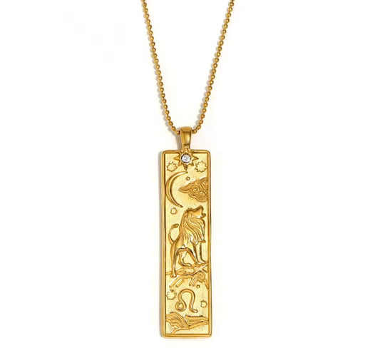 Leo Zodiac Amulet Necklace Gold & Silver Waterproof Stainless Steel