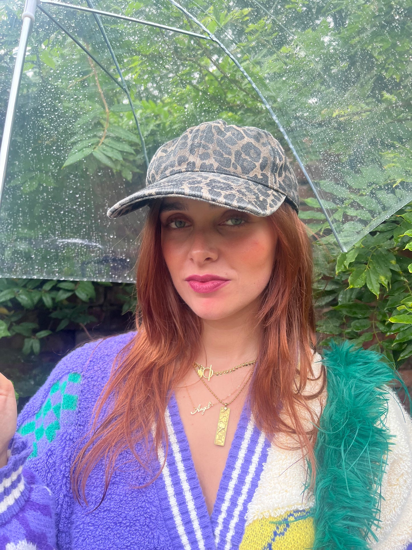 Grey Leopard Cord Cap – Adjustable Neutral Print Hat