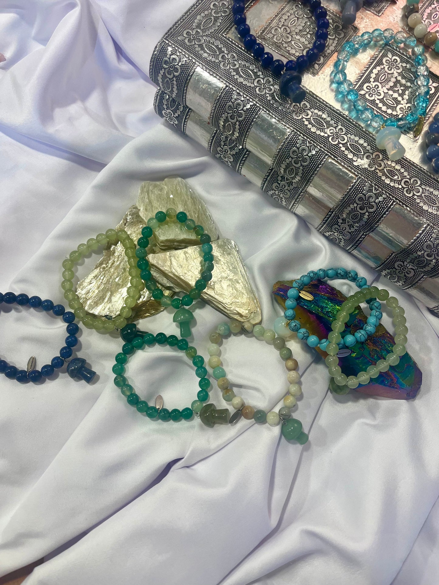 Amazonite Mushroom Bracelet – Calm, Balance & Nature Energy