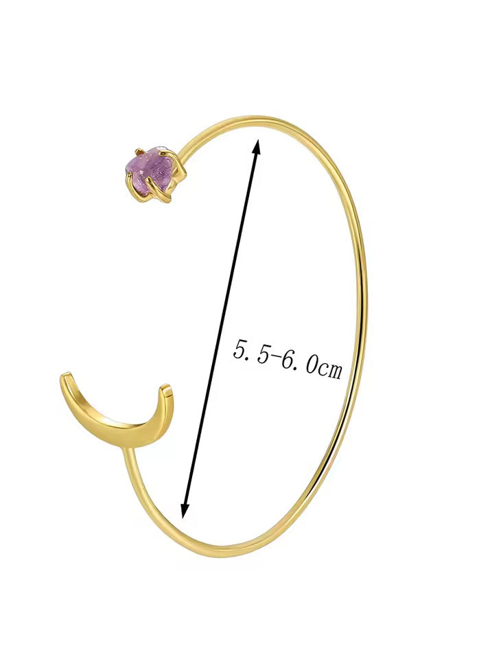 Amethyst Crescent Moon Cuff – Intuition, Calm & Feminine Energy