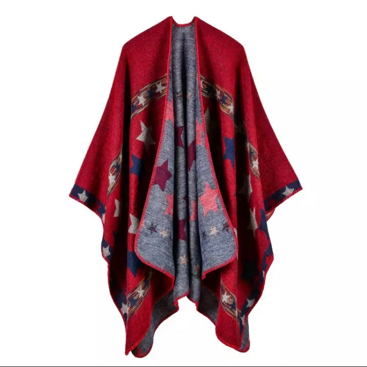 Black and grey star print kimono shawl