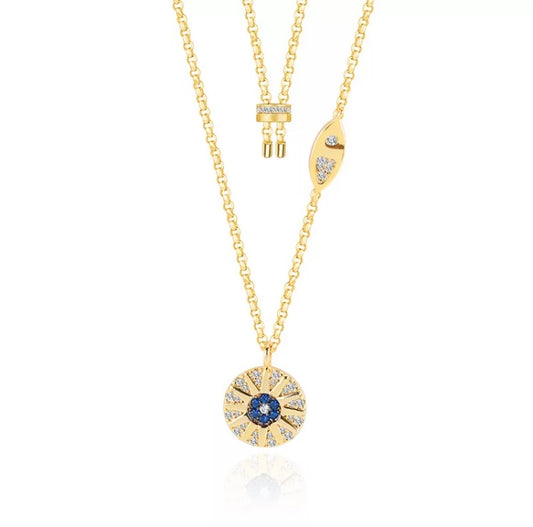 Star light cubic zirconia crystal gold necklace