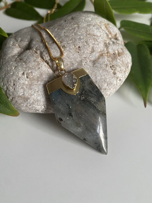 Labradorite shield necklace
