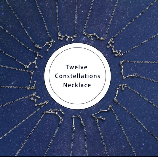 Silver zodiac crystal constellation necklace