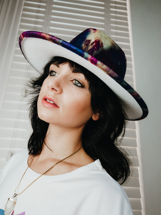 Dark night tie dye fedora hat
